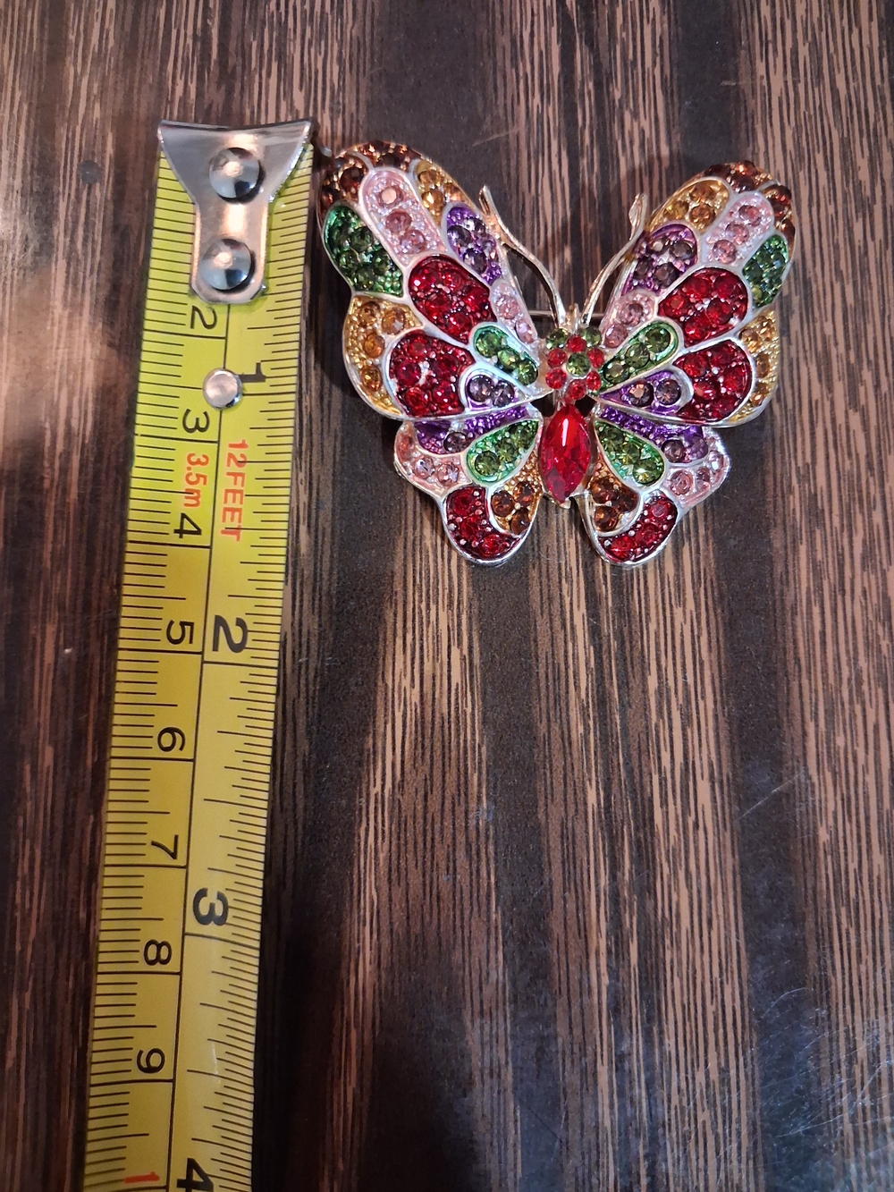 Multicolor Crystal Butterfly Brooch Pin - Picture 3 of 4